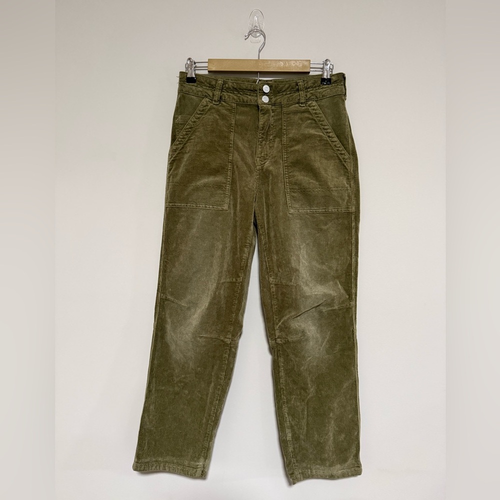 Pilcro The Wanderer Olive Corduroy Pants Size 27 Patch Pockets Relaxed Straight